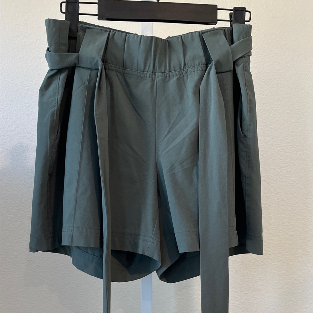Elegant Teal Belted Shorts
